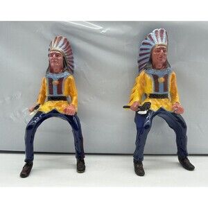 Vintage 2 Heartland Native American Chief with Tomahawk Figure Horseback Rider